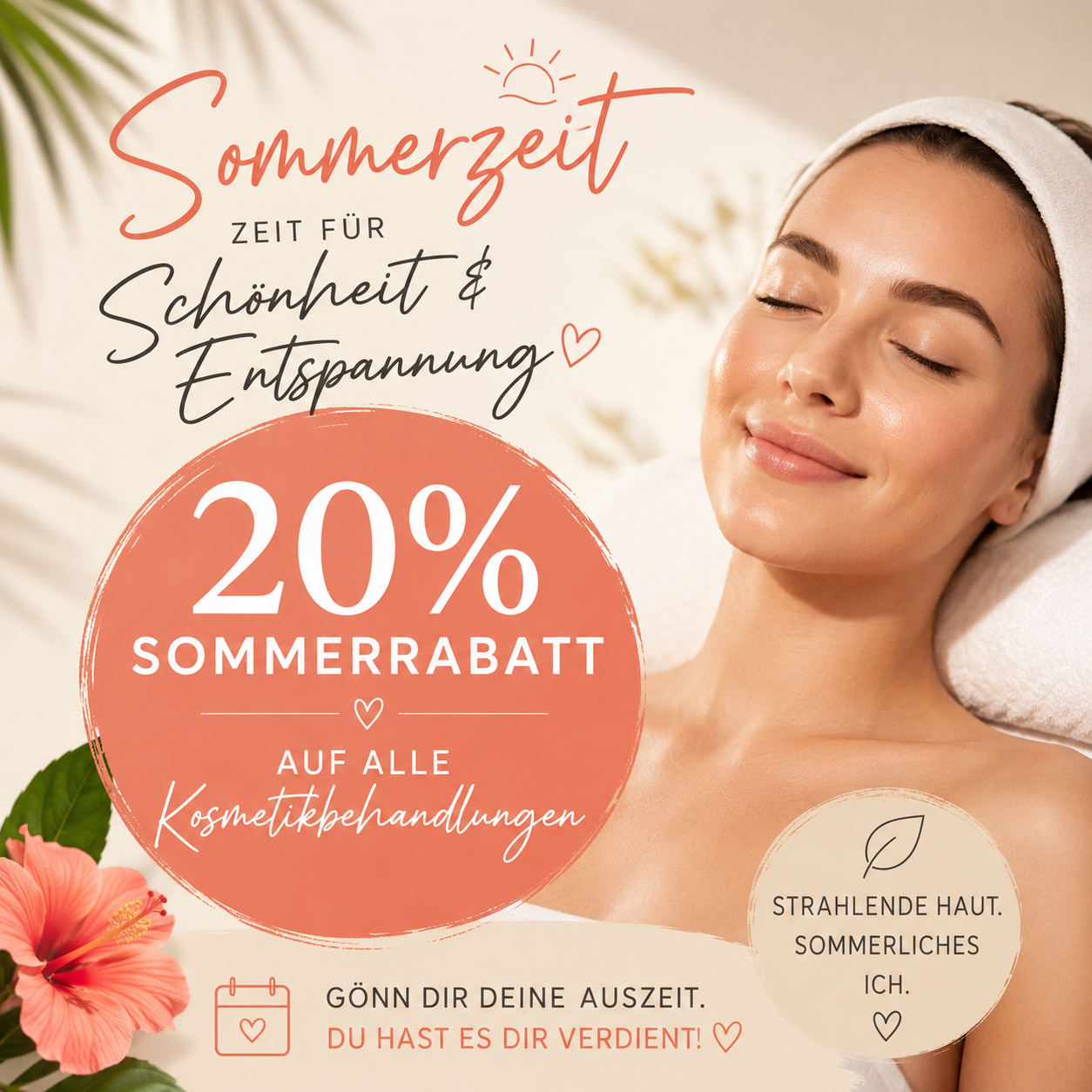 Sommeraktion: 20 % Rabatt auf Kosmetikbehandlungen