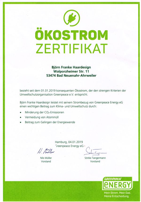 Greenpeace Energy Zertifikat_600px Greenpeace Energy Ökostrom Zertifikat